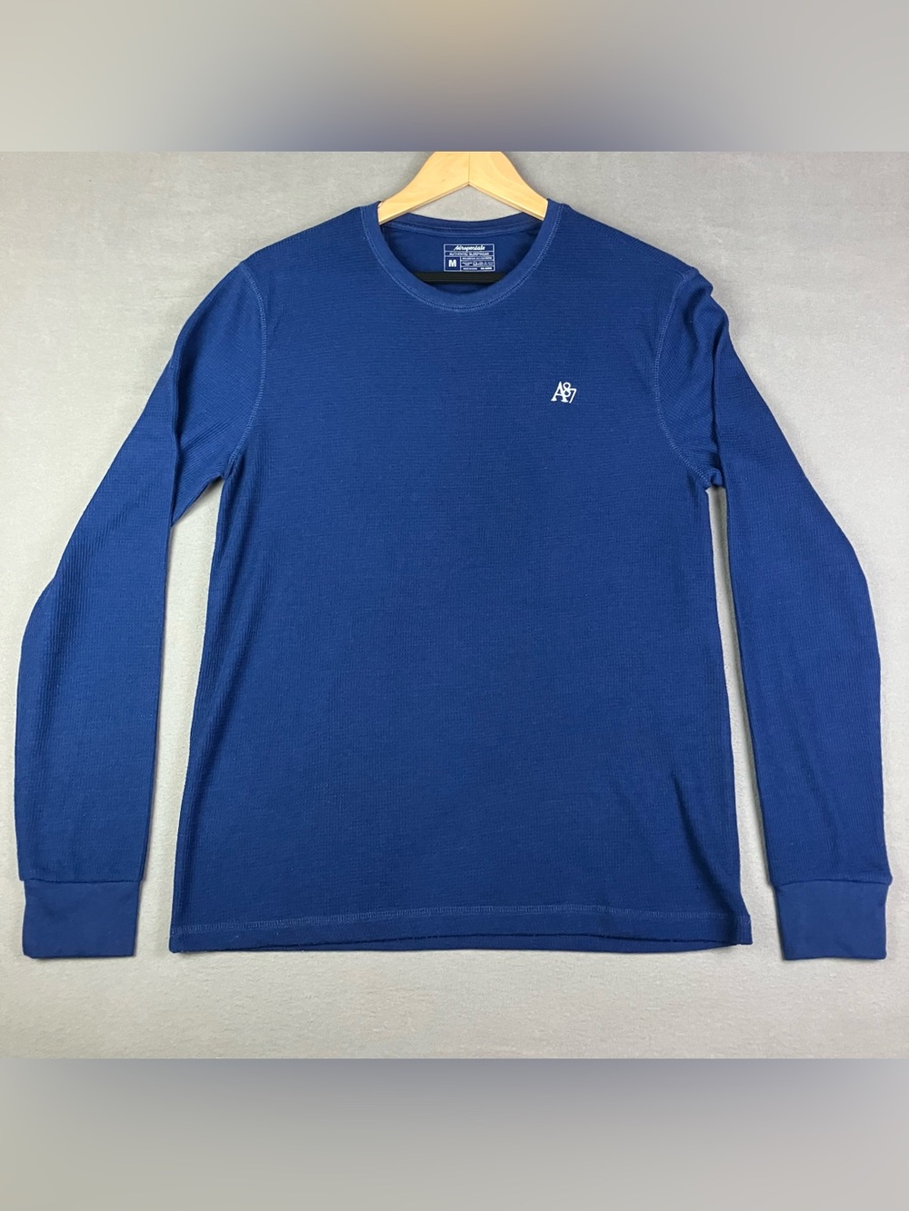Aeropostale Men’s Size M Sleepwear Navy Blue Long Sleeve Waffle Shirt A87 Logo.